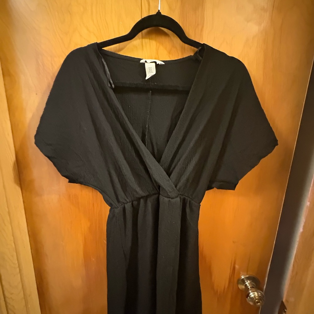 H&M Elegant Black Wrap Maxi Dress